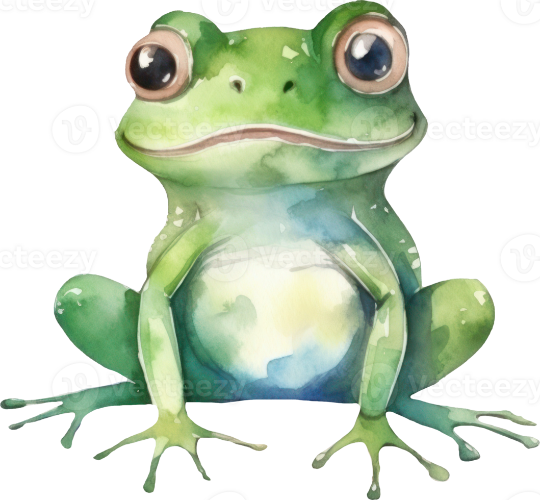 Cute Frog Watercolor Illustration. png