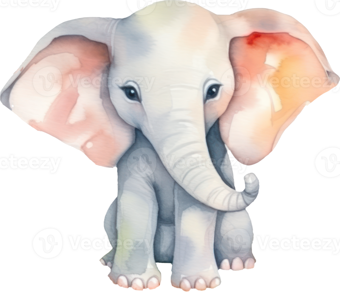 Cute Elephant Watercolor Illustration. png