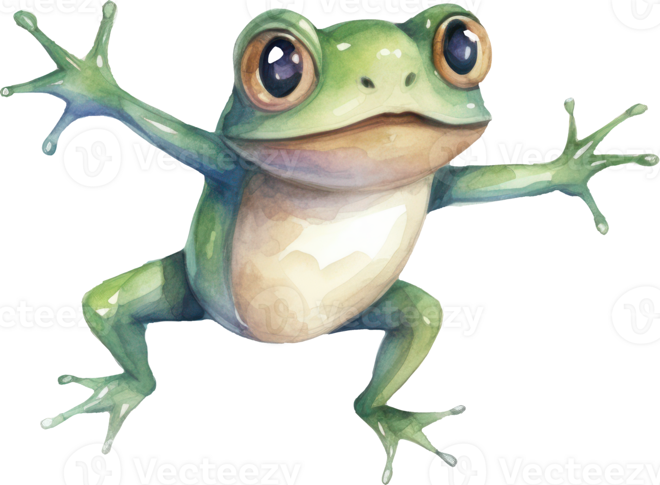 Cute Frog Watercolor Illustration. png