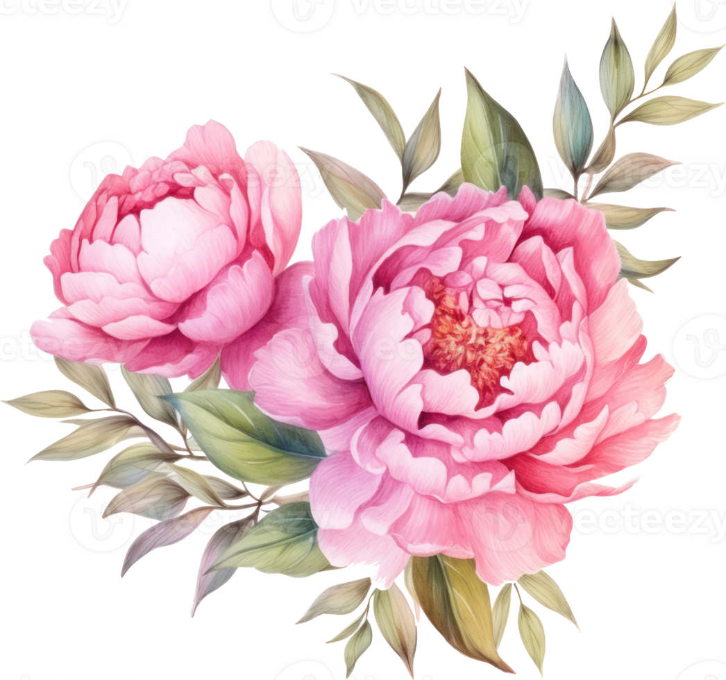 roze bloemen krans waterverf illustratie. ai gegenereerd png