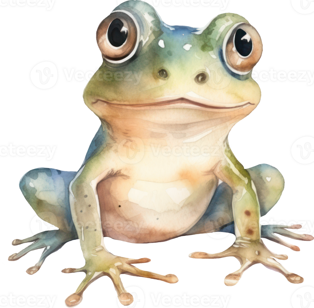 Cute Frog Watercolor Illustration. png