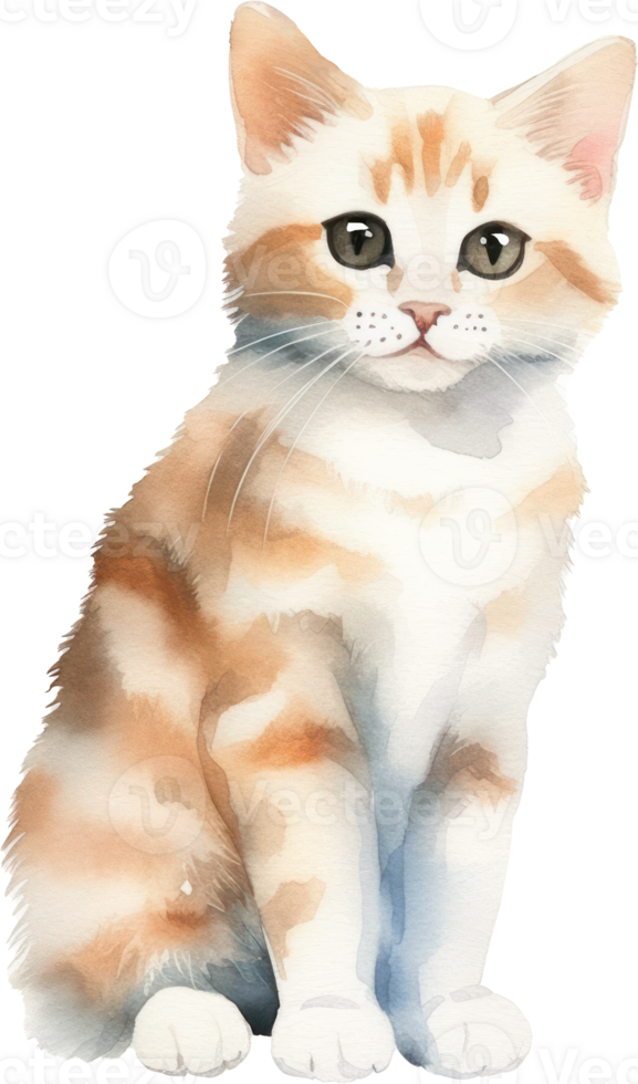 carino gattino gatto acquerello. ai generato png