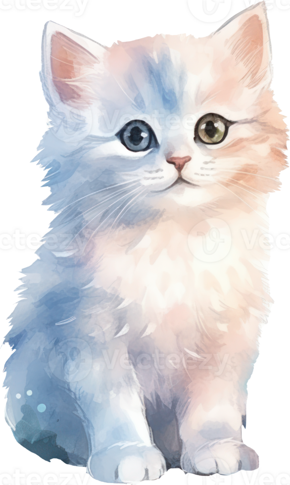 fofa gatinha gato aquarela. ai gerado png