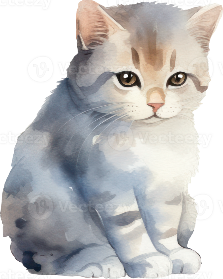 carino gattino gatto acquerello. ai generato png