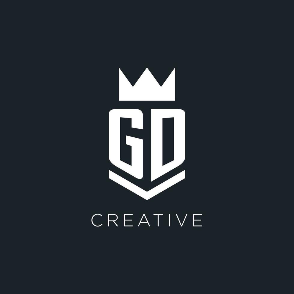 gd logo con proteger y corona, inicial monograma logo diseño vector