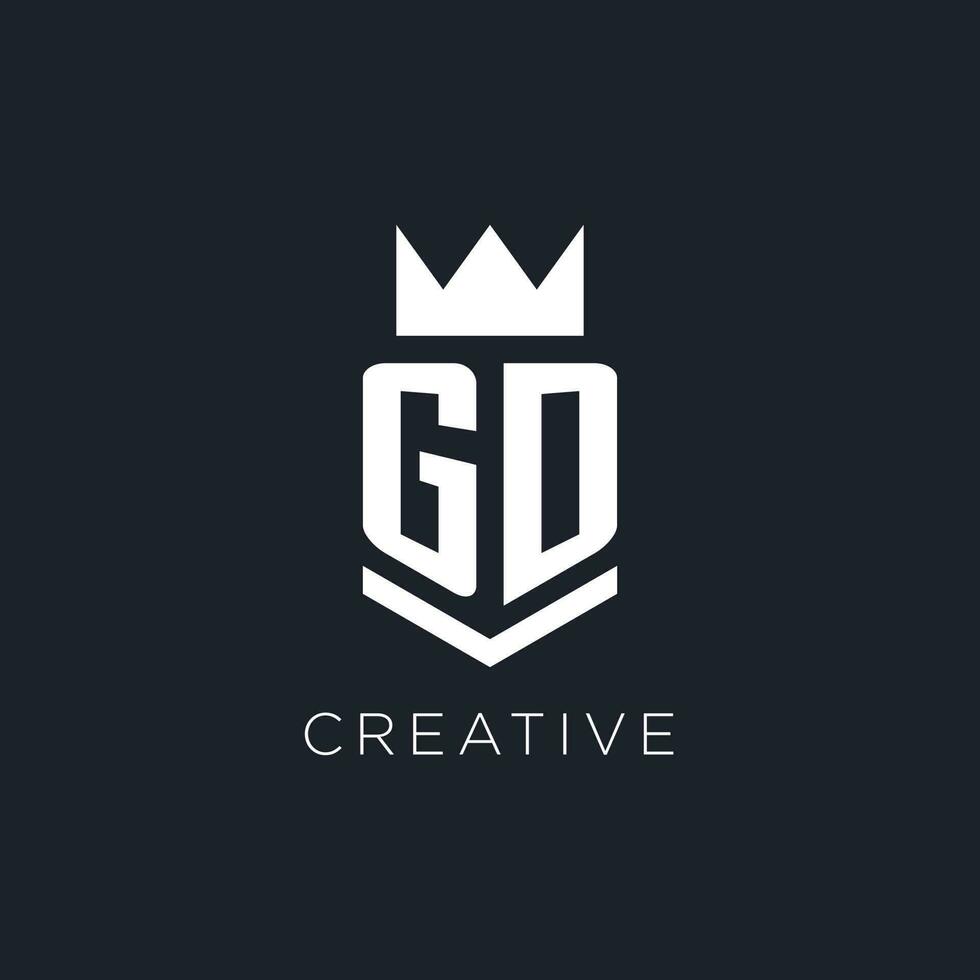 GD logo with shield and crown, initial monogram logo design vector