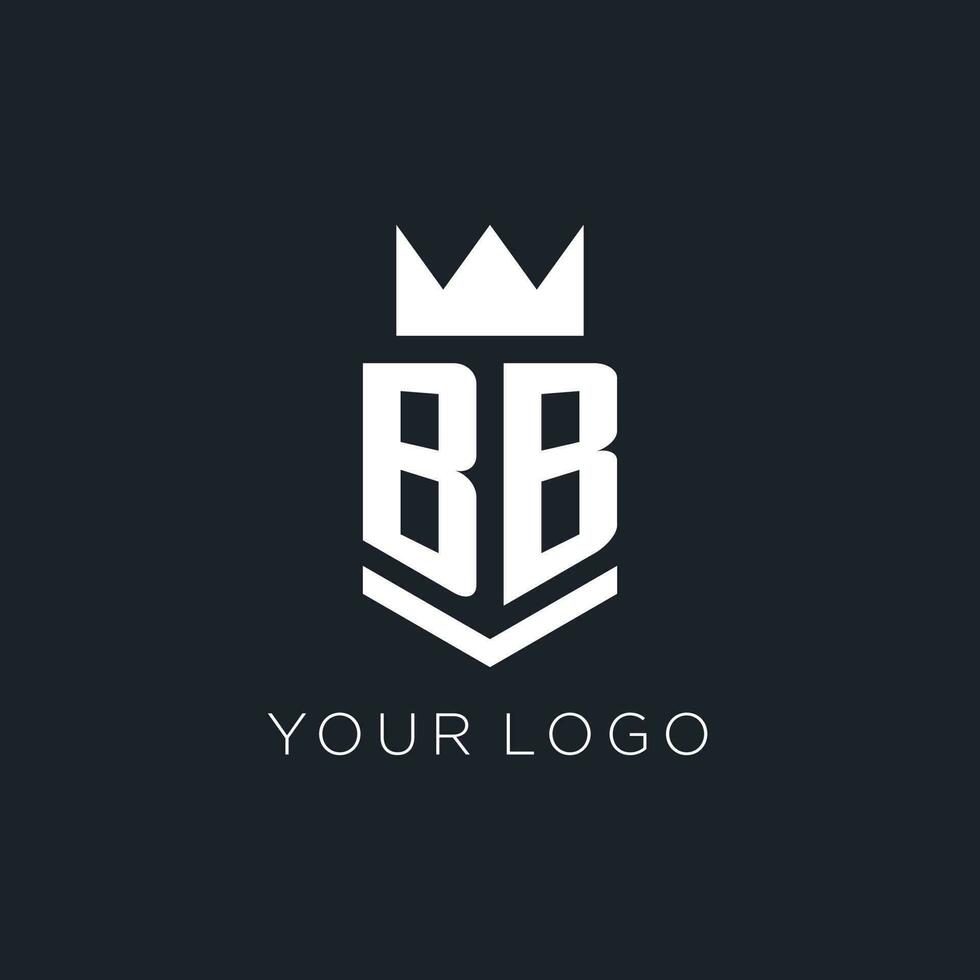 BB logo with shield and crown, initial monogram logo design vector