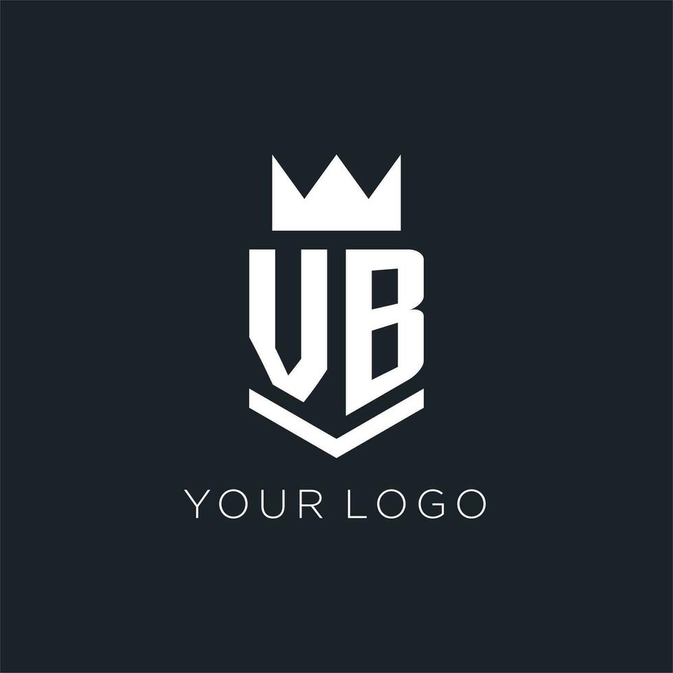 VB logo with shield and crown, initial monogram logo design vector