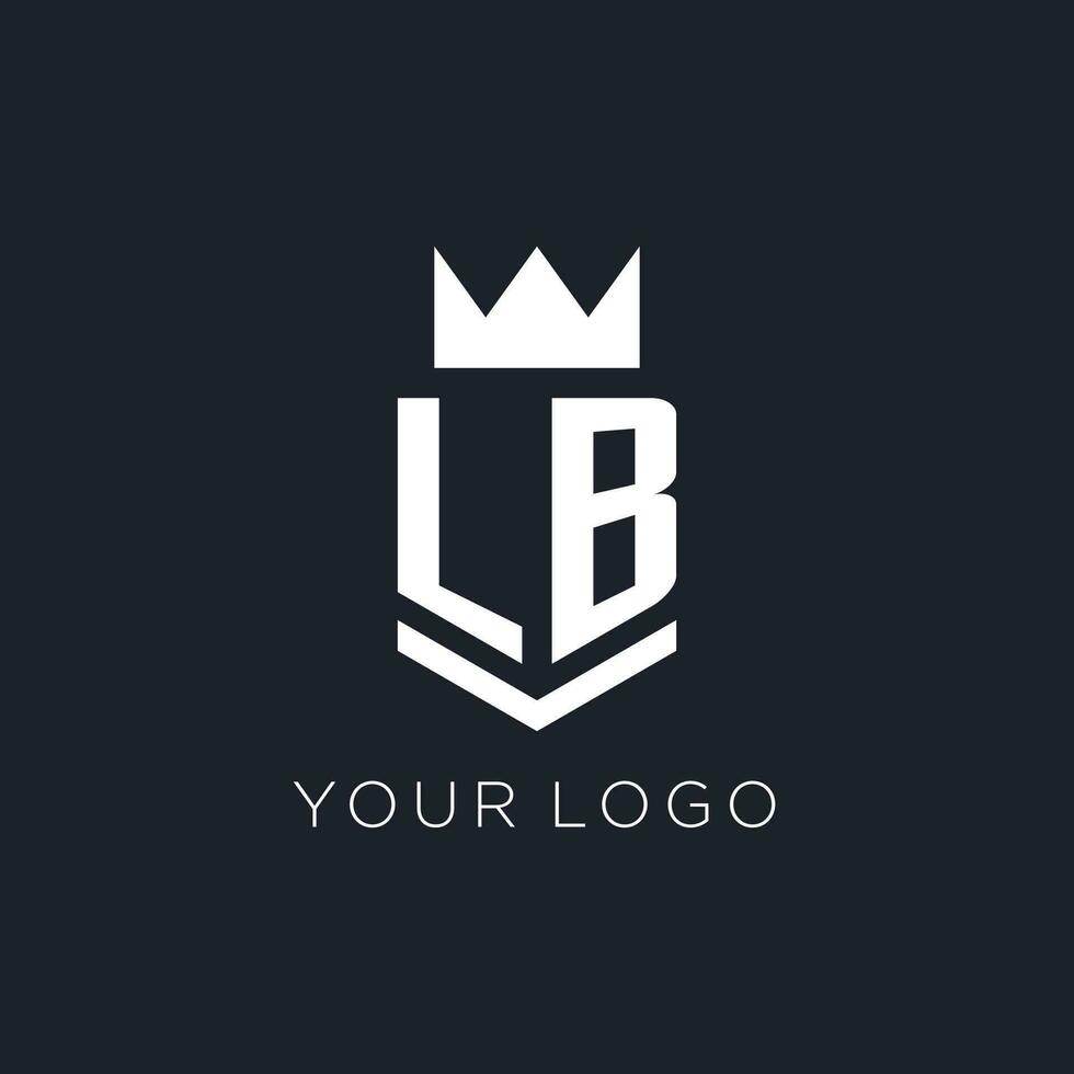 lb logo con proteger y corona, inicial monograma logo diseño vector