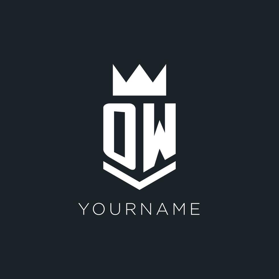 OW logo with shield and crown, initial monogram logo design vector