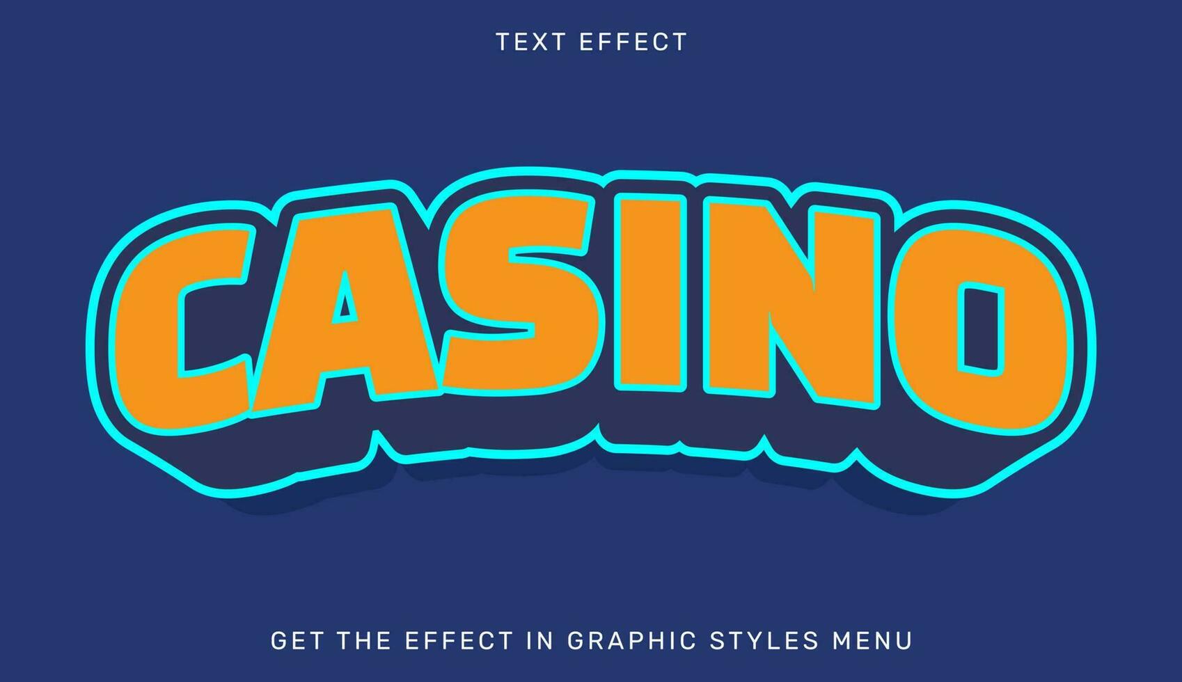 Editable casino text effect in 3d style vector