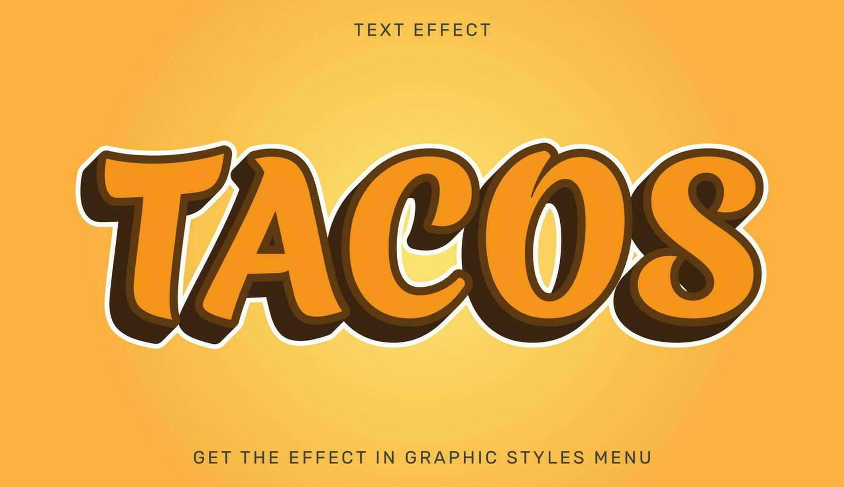 tacos editable texto efecto en 3d estilo vector