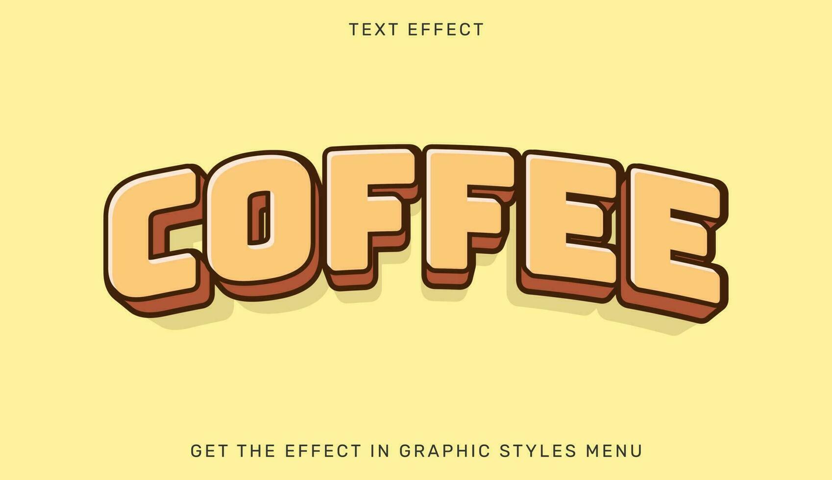 Coffee editable text effect template in 3d style vector