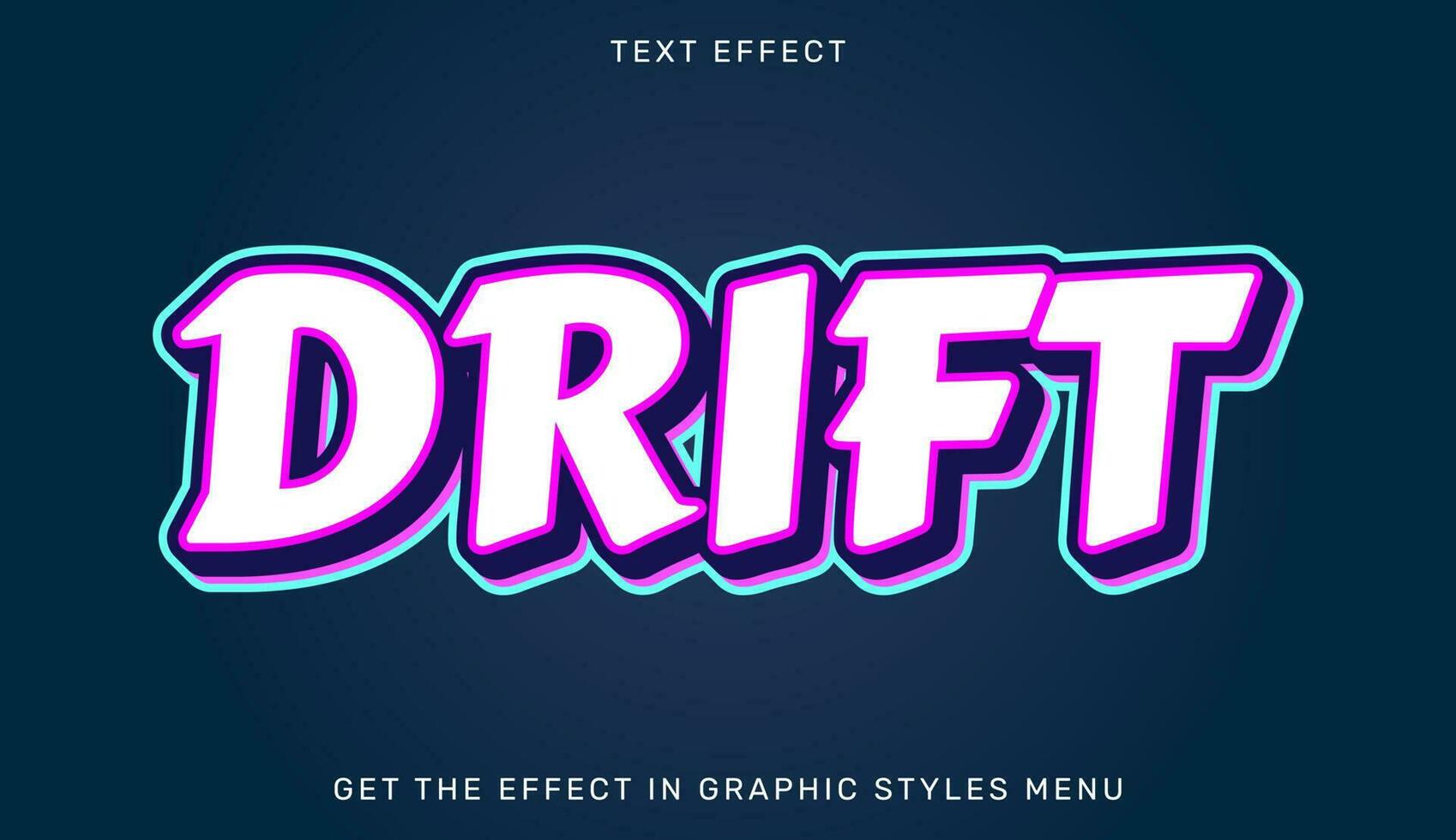 Drift text effect in 3d style vector