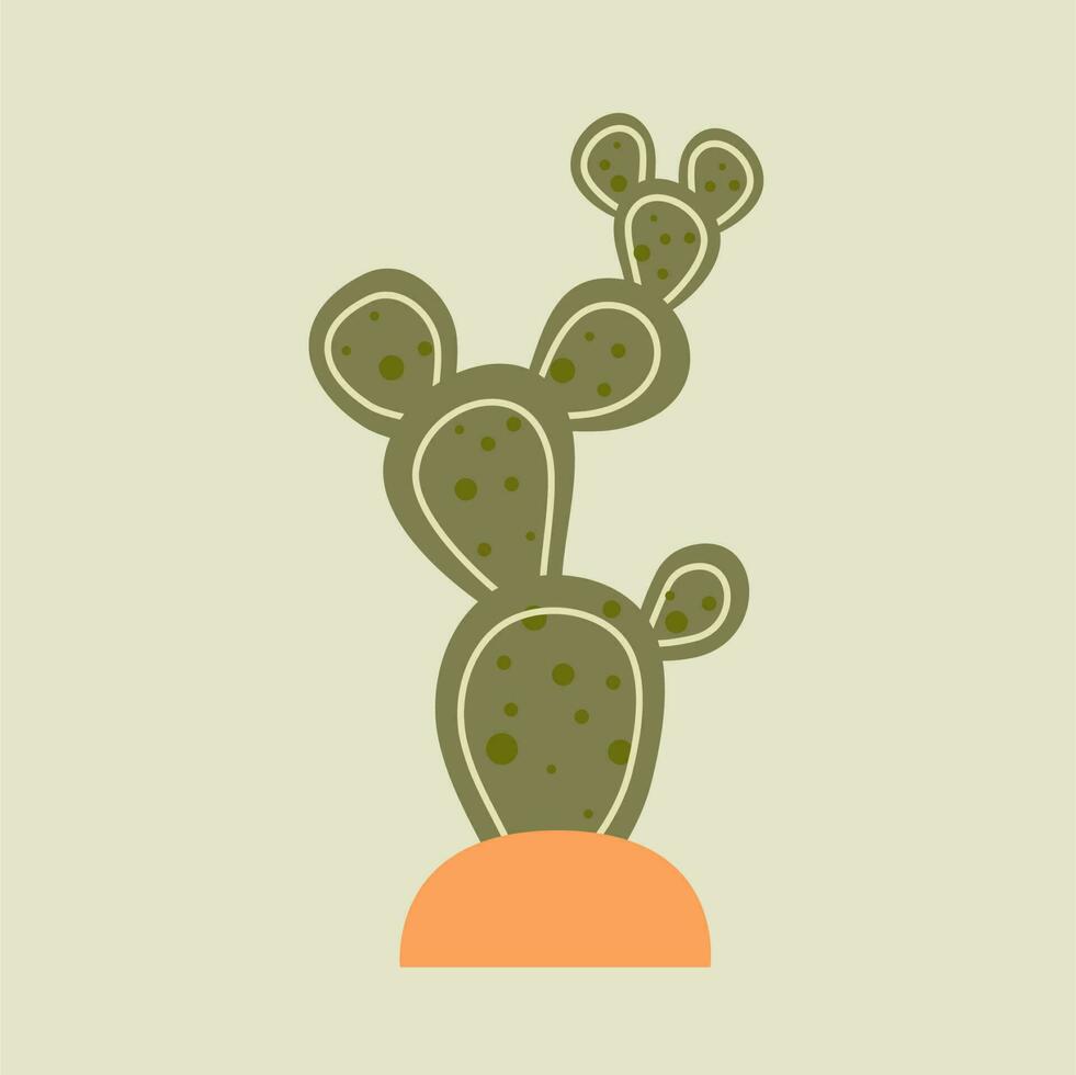 cactus vector illustration. vector of cactus with sand. Cactus flat style.