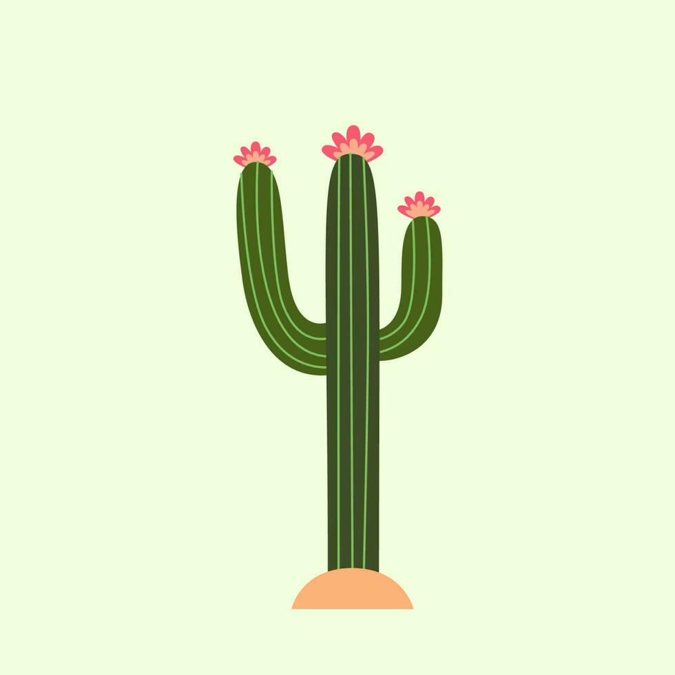 cactus vector ilustración. vector cactus con flores cactus plano estilo.