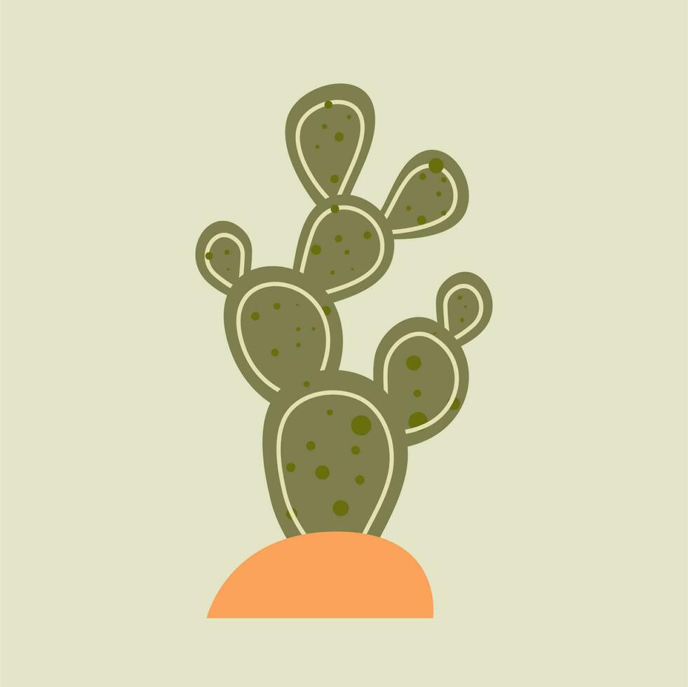 cactus vector illustration. vector of cactus with sand. Cactus flat style.