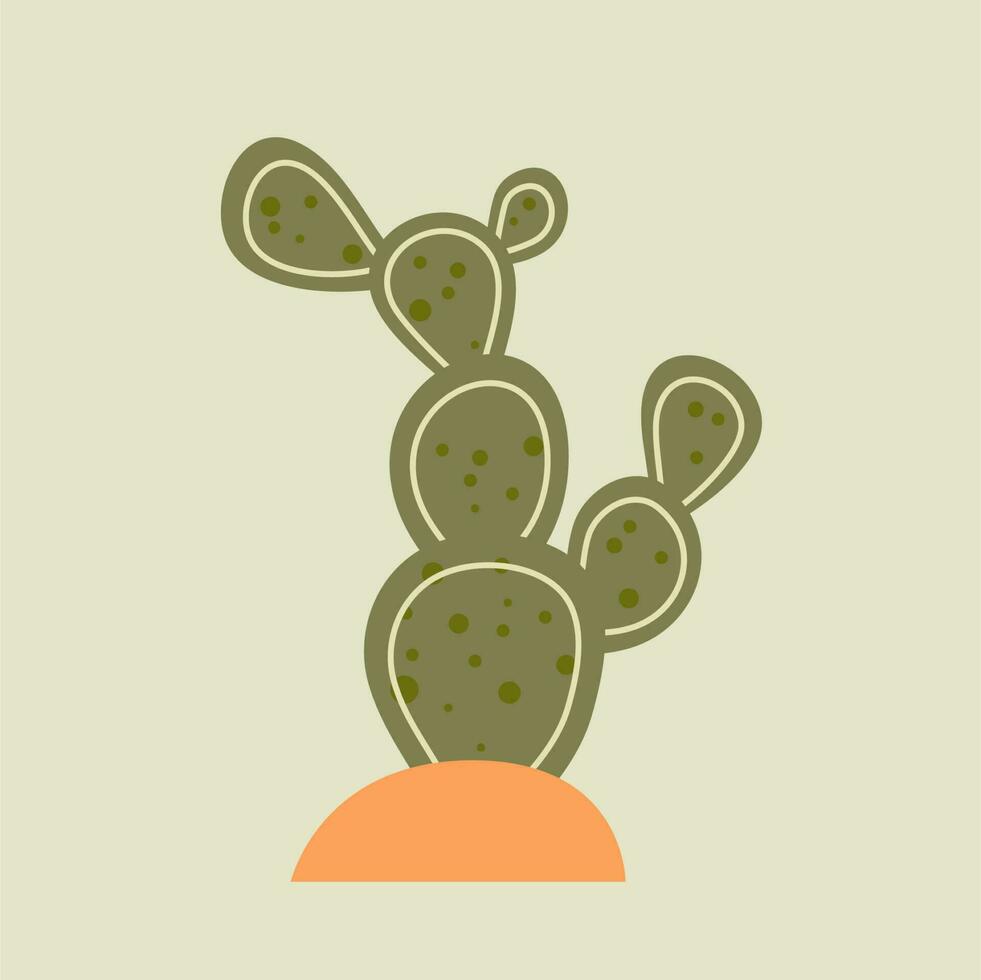 cactus vector illustration. vector of cactus with sand. Cactus flat style.
