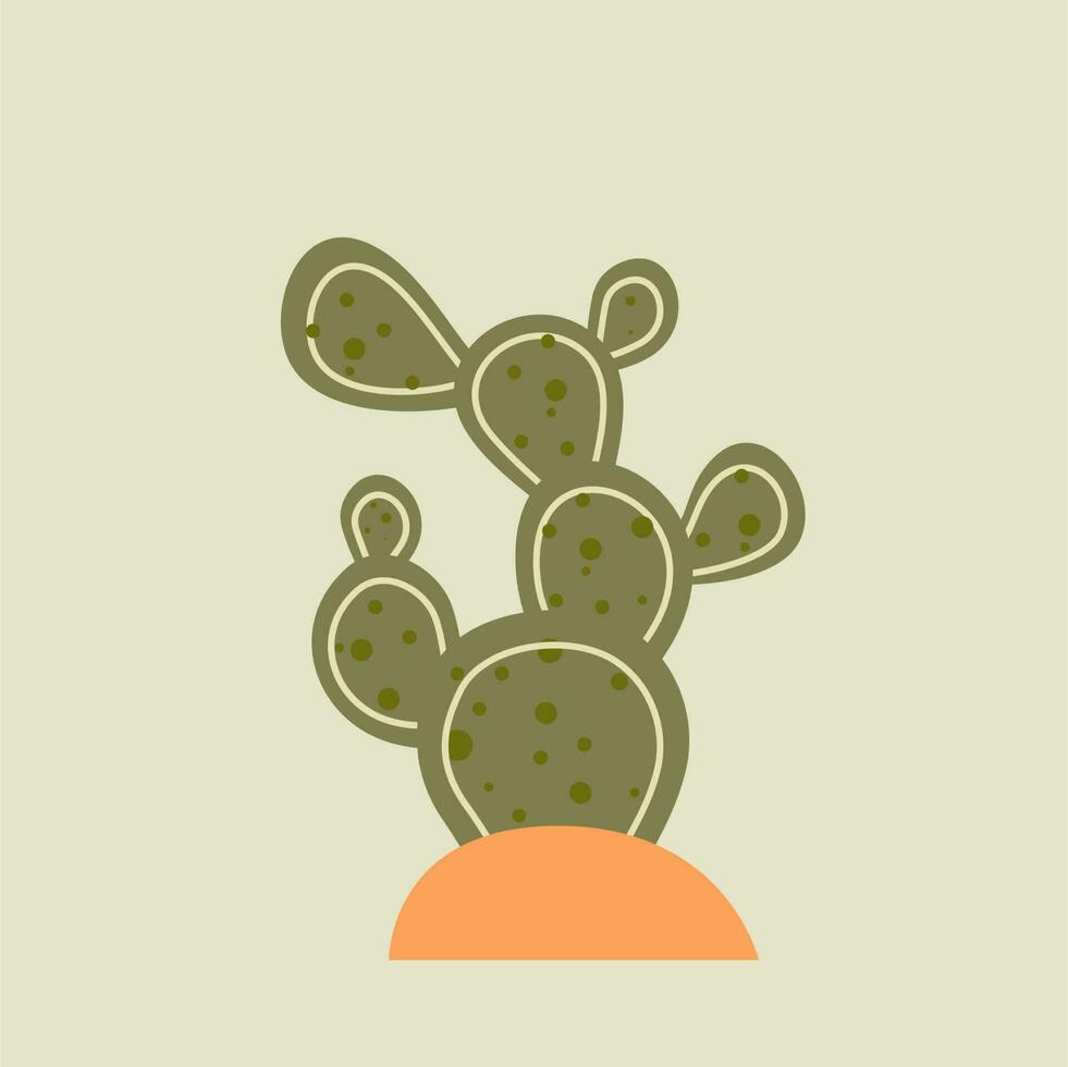 cactus vector ilustración. vector de cactus con arena. cactus plano estilo.