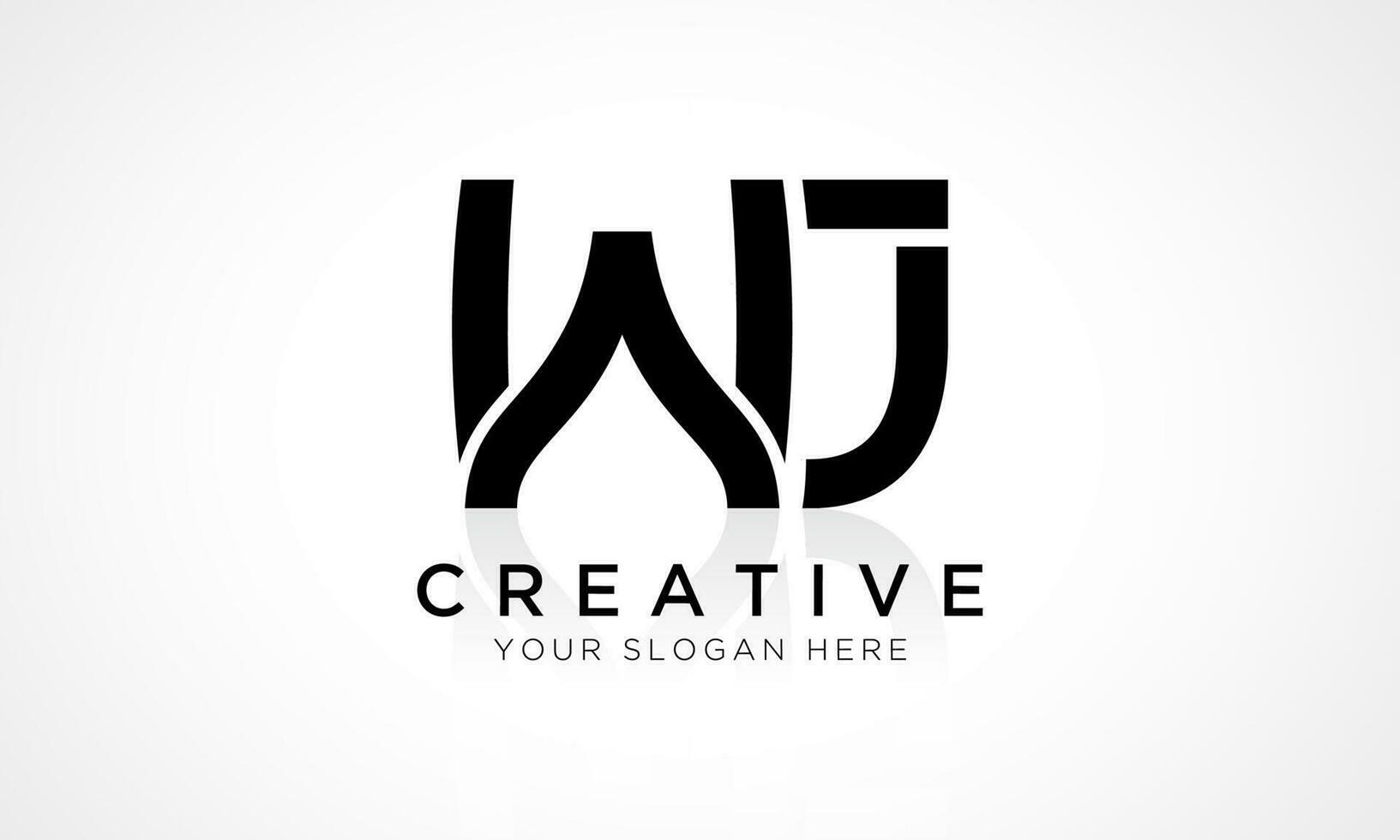 Alphabet Letter Wj Logo Design With Glossy Reflection Vector Icon Illustration. Initial Letter Wj Logo Design Vector For Business Company. Elegant Minimal Letter Symbol.