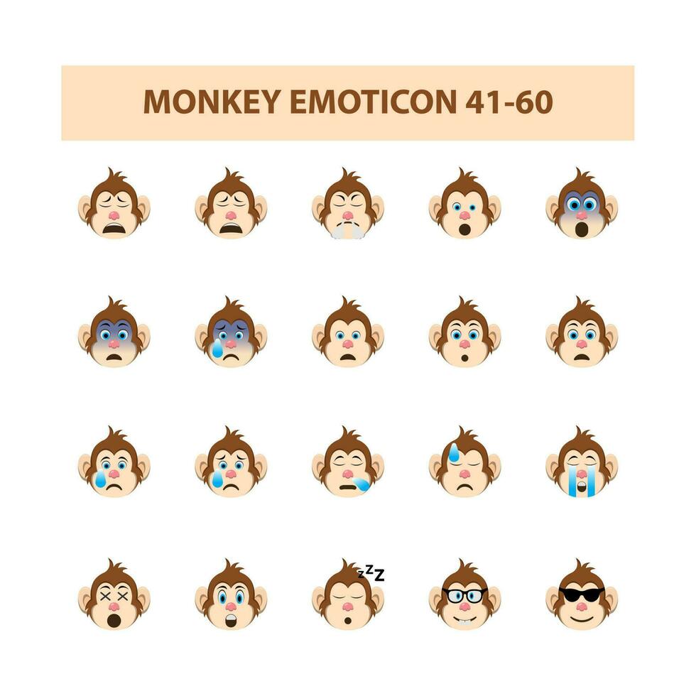 Monkey emoticon icon set vector