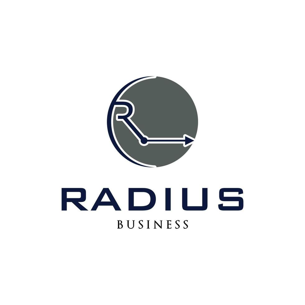 Initial Letter R Radius or R Arrow Icon Logo Design Template vector