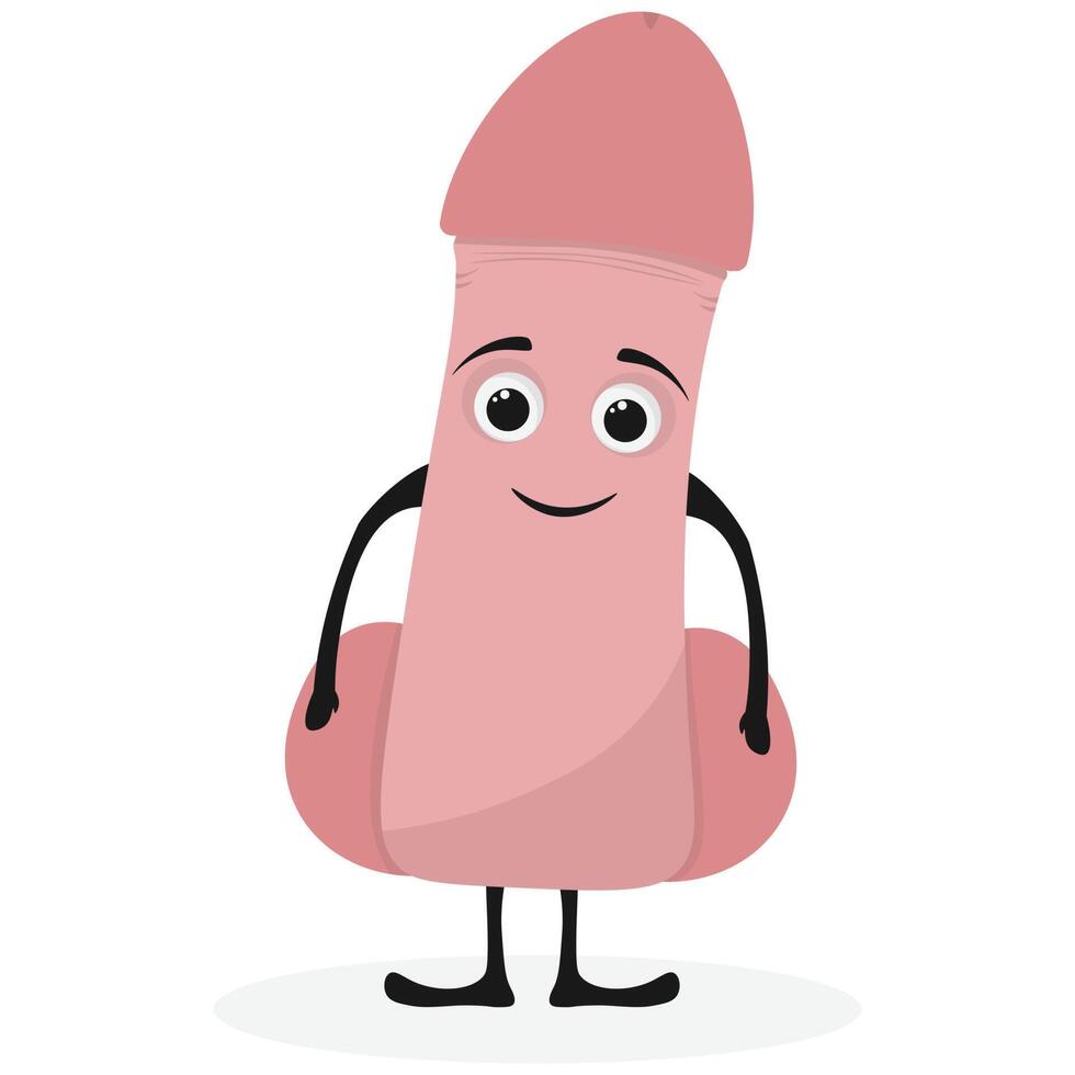 Penis character. Genitals, reproduction, erection in cartoon style. Cute  face man. Vector illustration icon on white background. 23566158 Vector Art  at Vecteezy