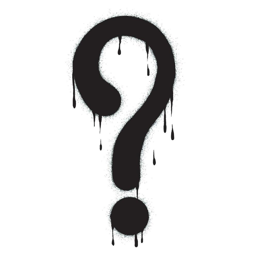 Spray Painted Graffiti Question Icon Sprayed isolated with a white background. graffiti Question symbol with over spray in black over white. Vector illustration.