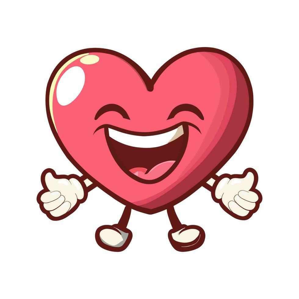 Cartoon character of a heart with a happy face. Cartoon happy human heart. vector