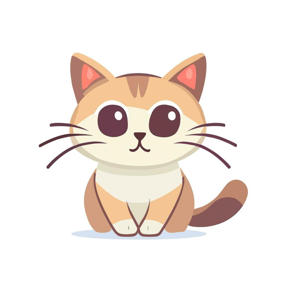 Cartoon cat with a brown and white face sits on a white background vector