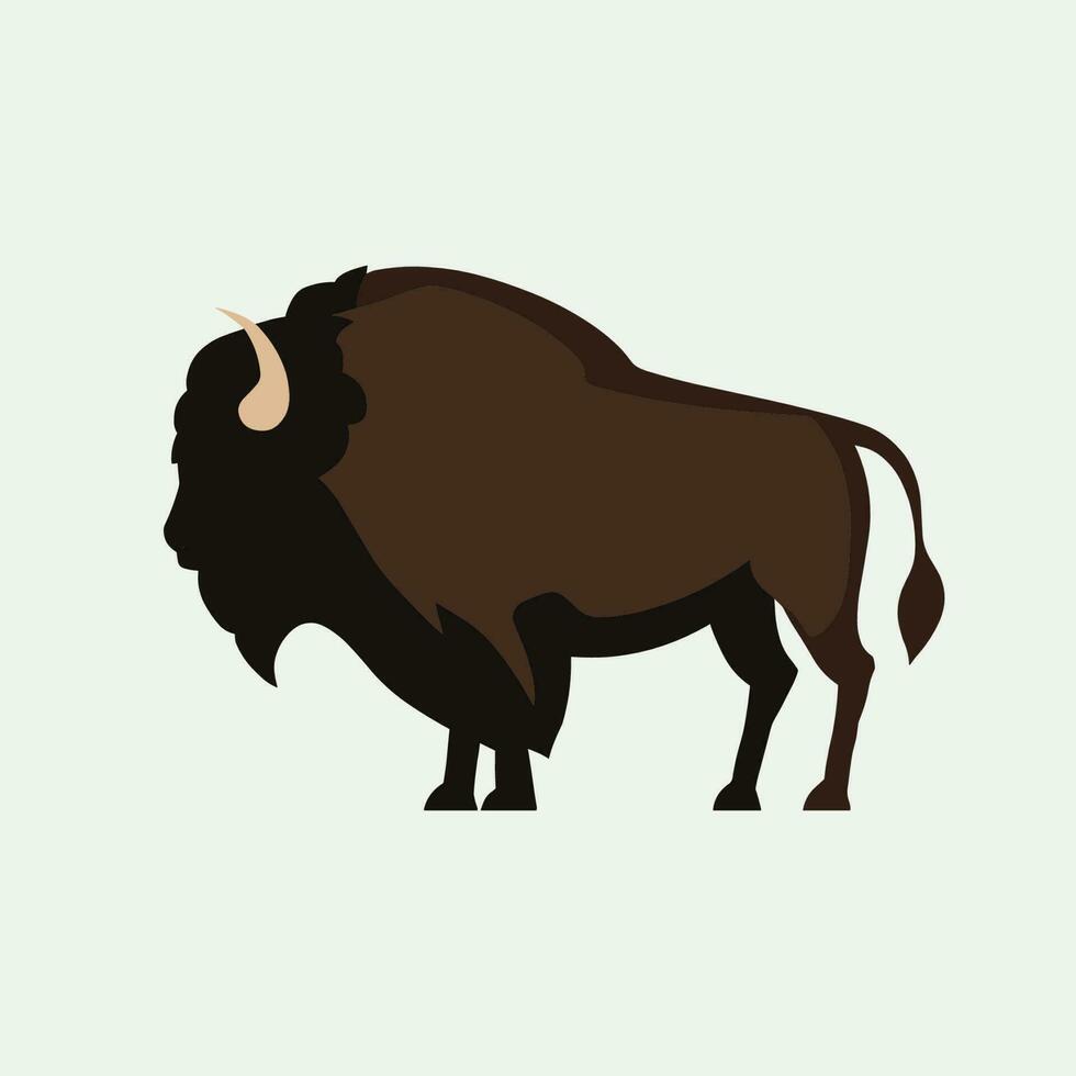 Bison is standing on a white background. vector