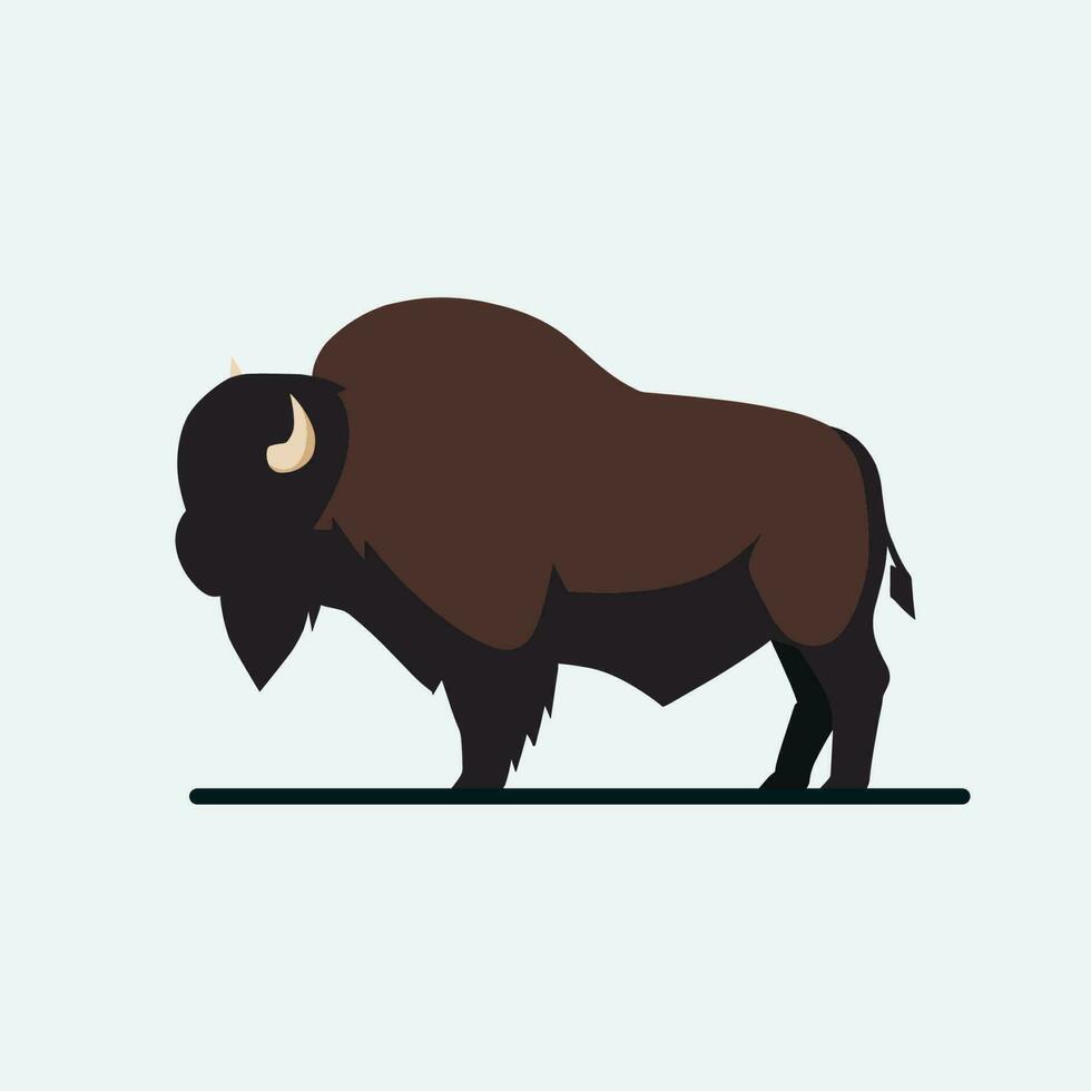 Brown bison with horns on a white background. vector