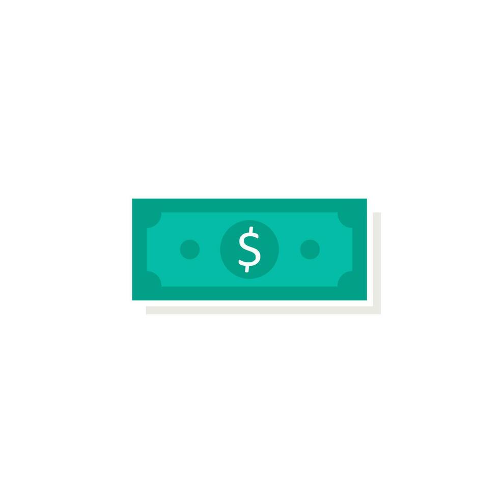 Dollar Money - White Stroke with Shadow icon vector isometric.