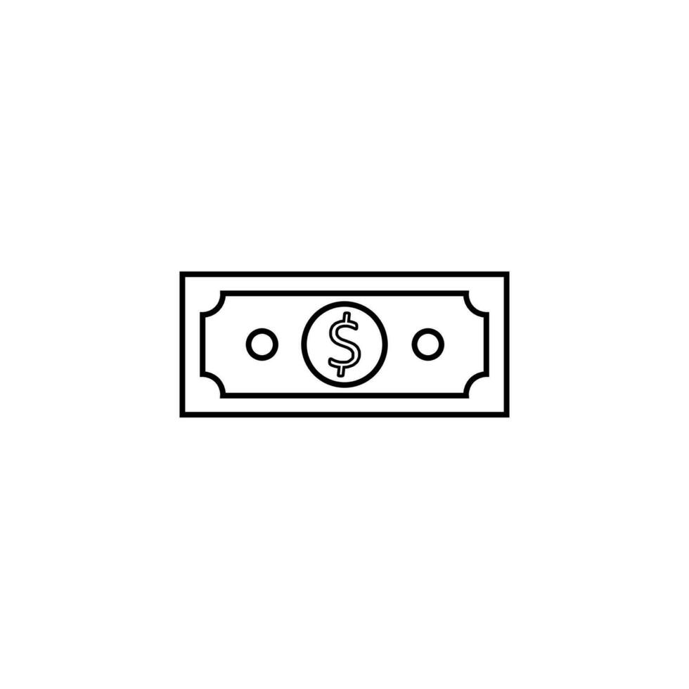 dólar dinero - negro contorno icono vector isométrico