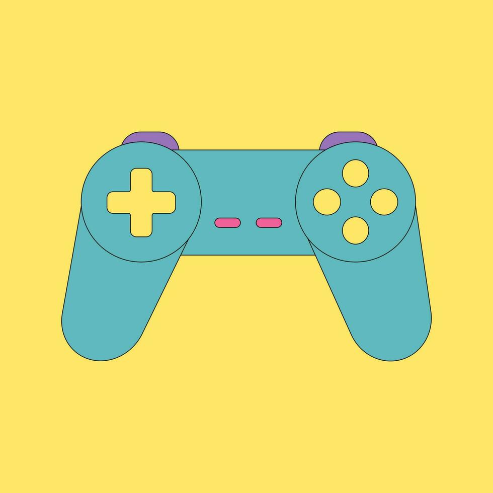 Retro joystick controller from the 80s, 90s production. Analog joystick and gamepad stick. Vector flat cartoon illustration.