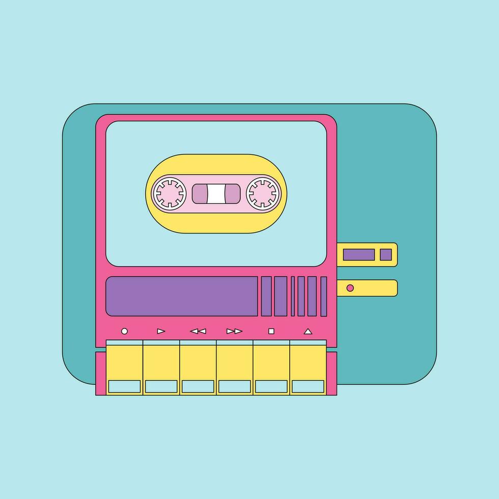 Retro console game pad for cassette tape from the 80s, 90s production. Vector flat cartoon illustration