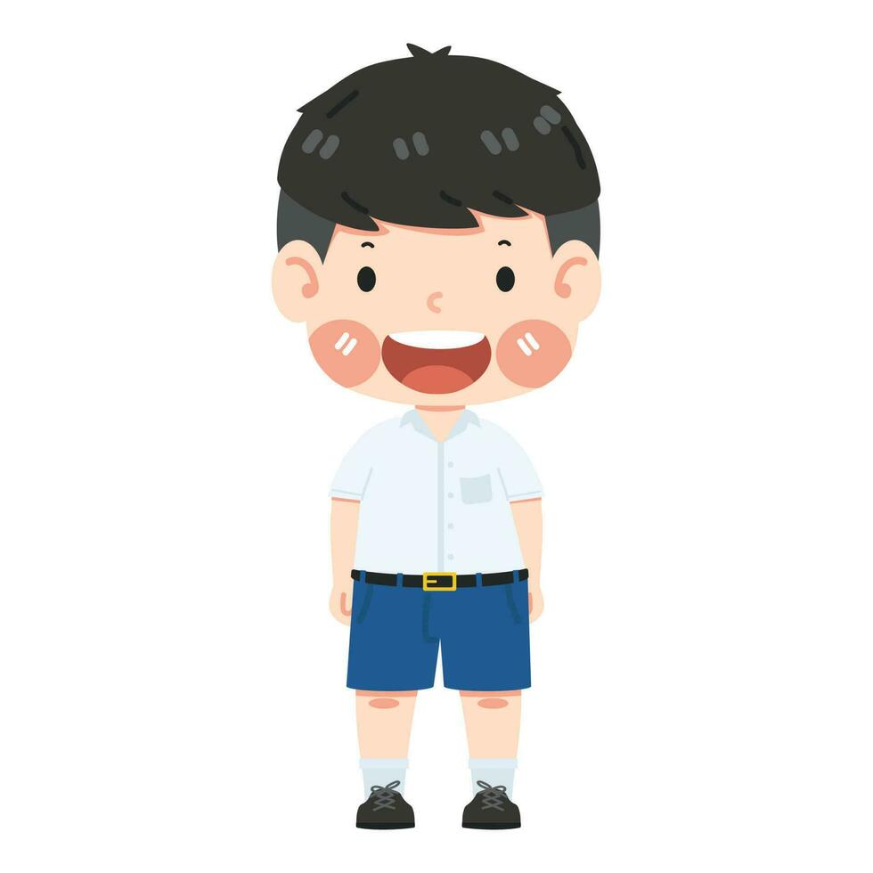 Cute boy student characters wearing uniform vector