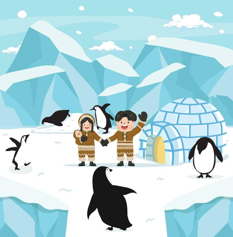 dibujos animados naturaleza norte polo ártico plano vector