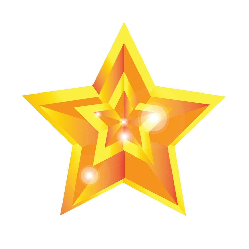 3d golden sparkling star, 3d creative multicolor star, golden gradient star shape vector