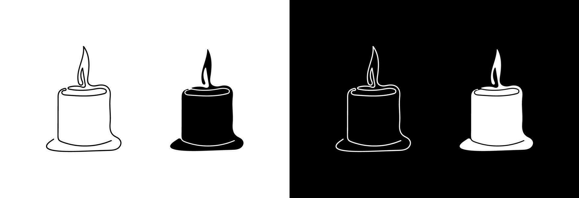 A candle in a stylish continuous line. Holiday or religious symbol. Vector icon.