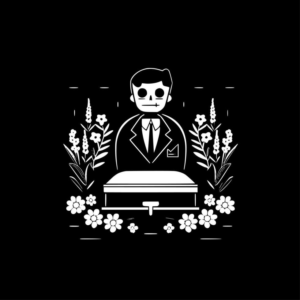 Funeral, Black and White Vector illustration