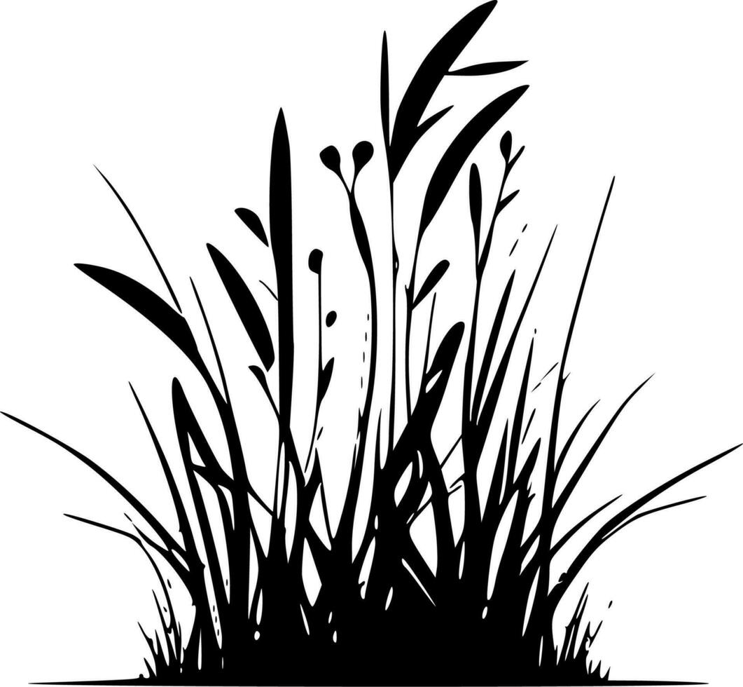 Grass - Black and White Isolated Icon - Vector illustration