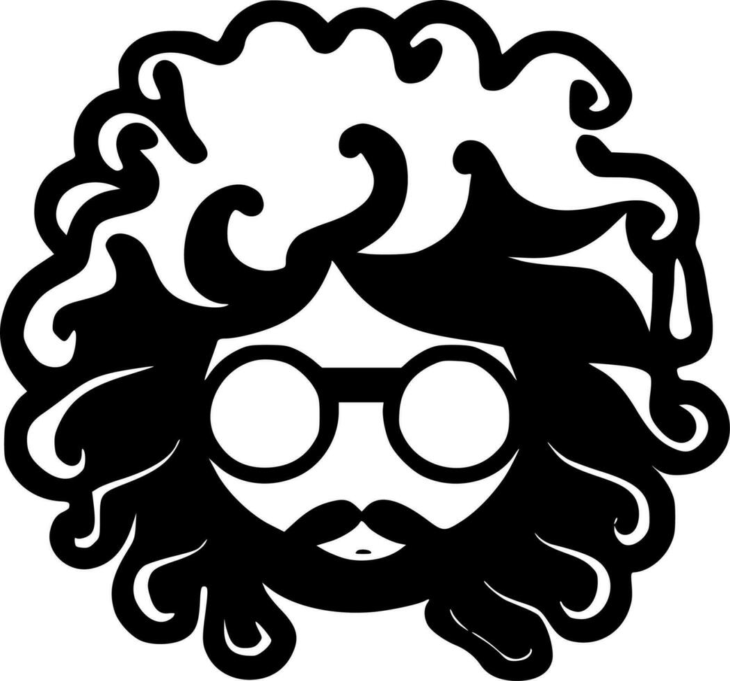 Hippie, Black and White Vector illustration