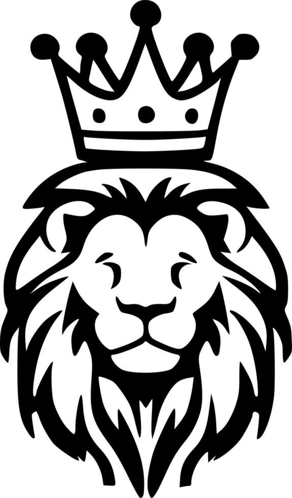 Lion Head - Black and White Isolated Icon - Vector illustration