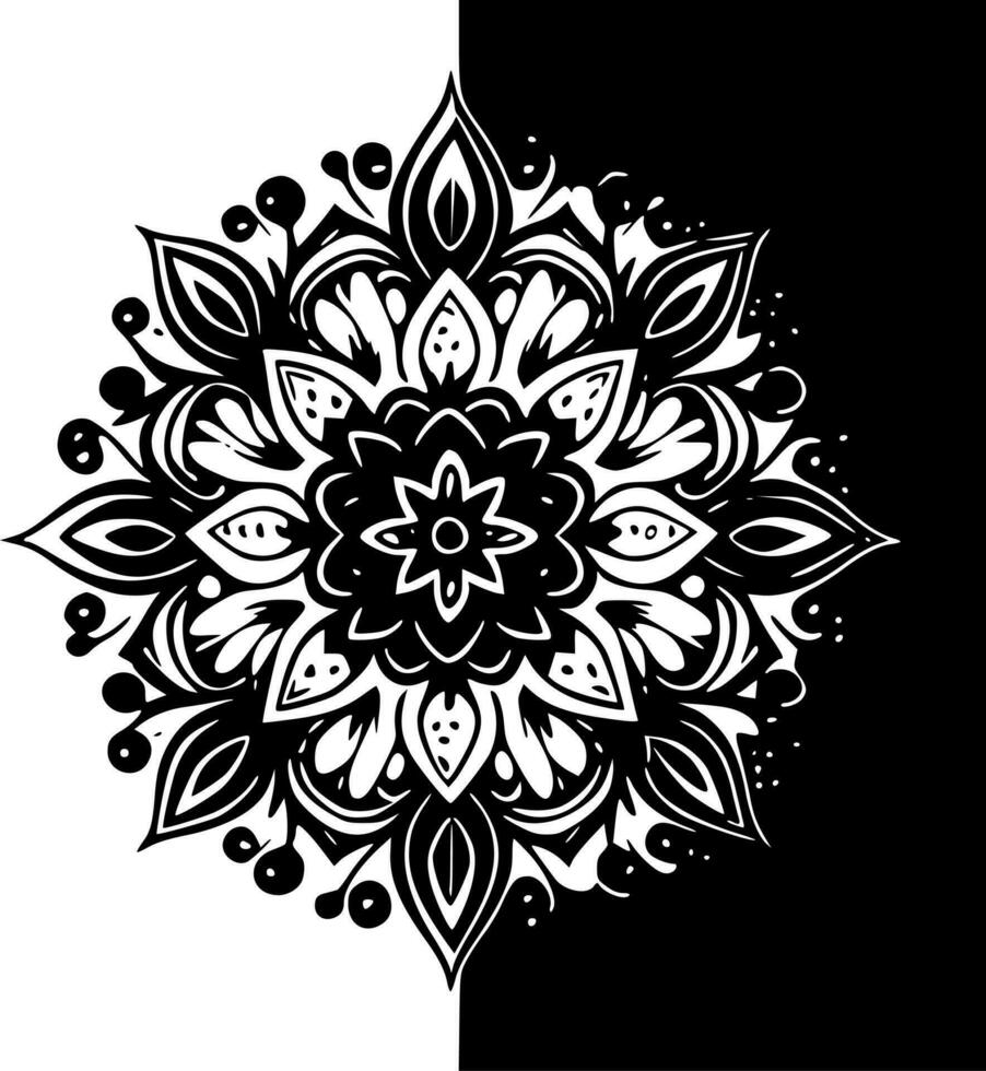 Mandala, Black and White Vector illustration