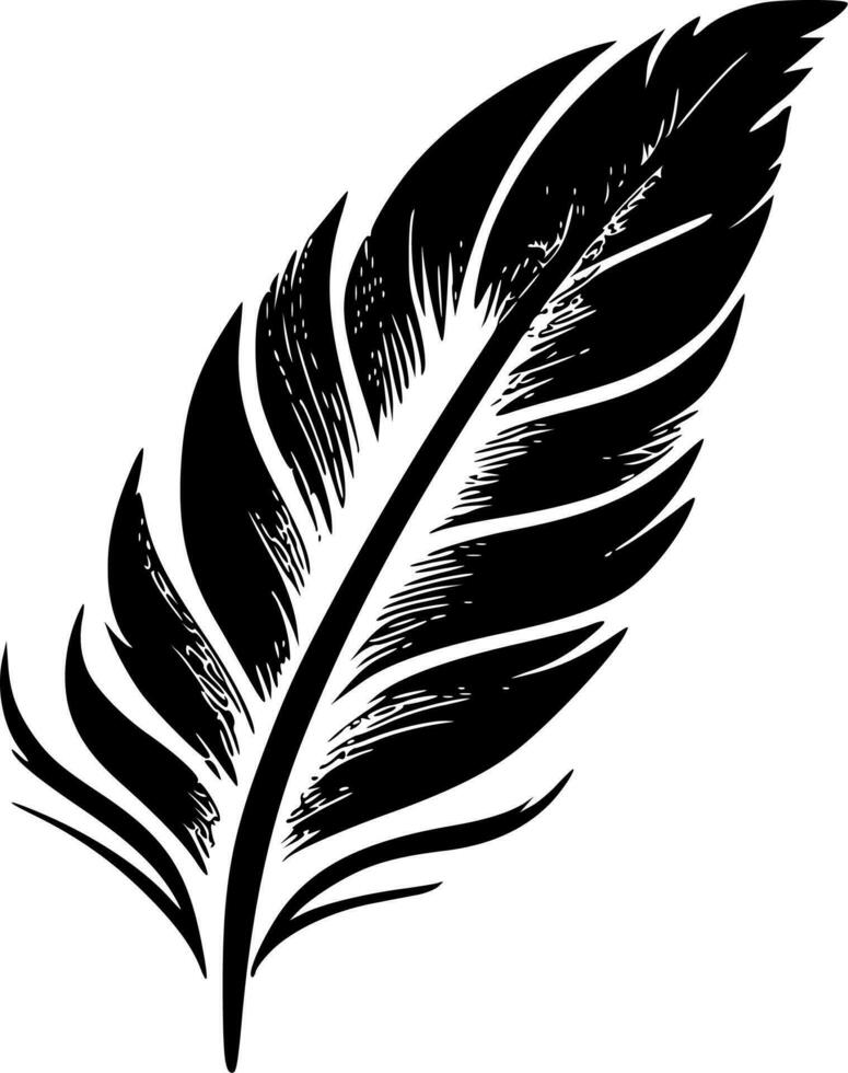 Feathers, Black and White Vector illustration