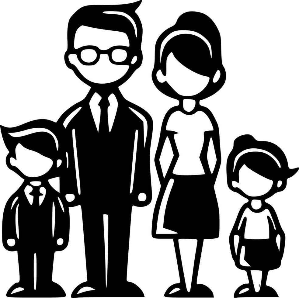 Family, Black and White Vector illustration
