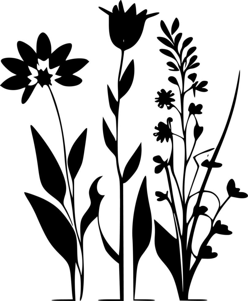 Flowers, Black and White Vector illustration