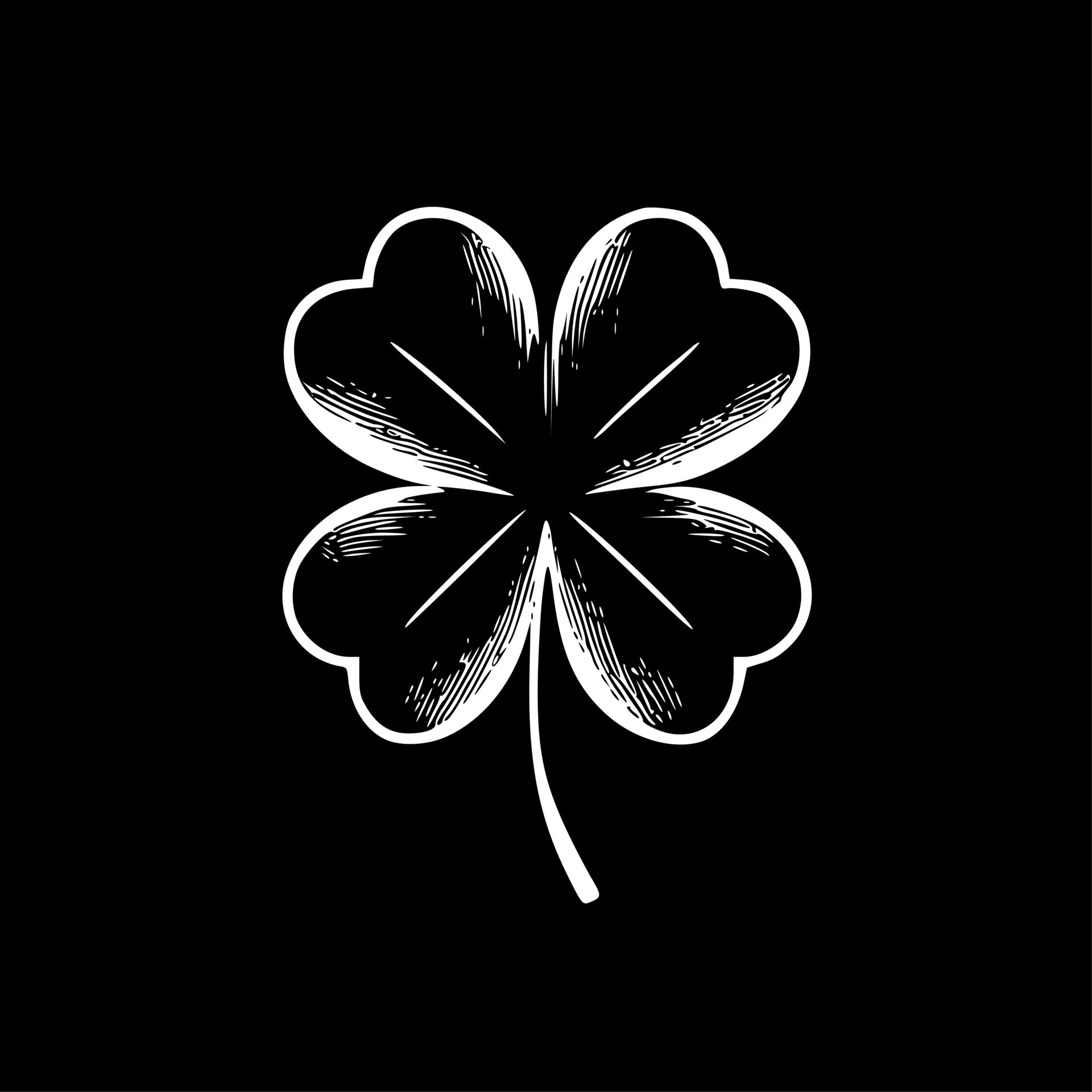 Four-leaf Clover, Black and White Vector illustration 23567790 Vector
