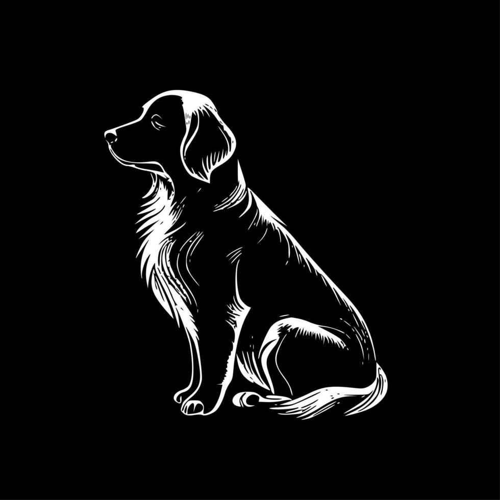 Golden Retriever - Black and White Isolated Icon - Vector illustration